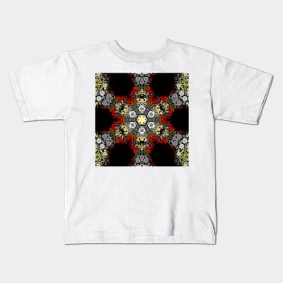 Dot Mandala Flower Red Yellow and Grey Kids T-Shirt